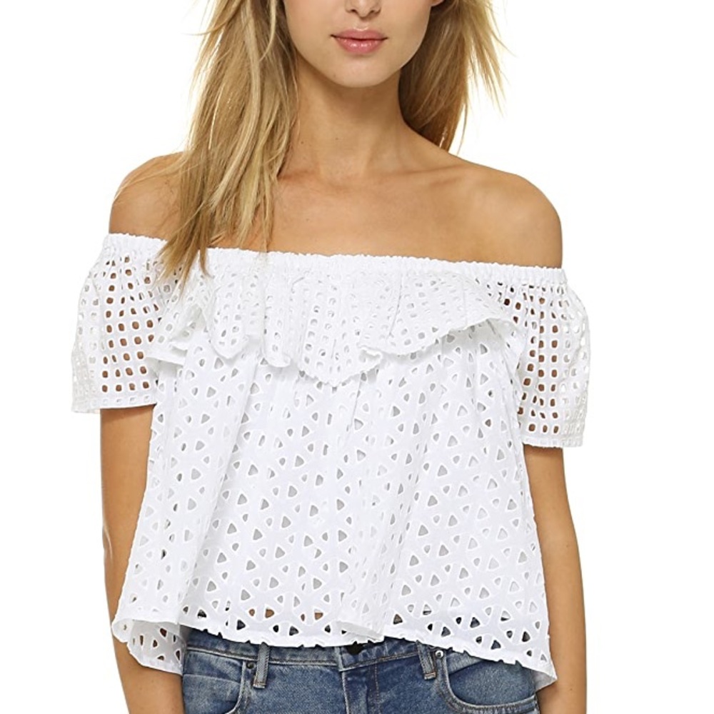 Rebecca Minkoff off the shoulder eyelet top